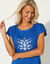 T-shirt in tuniekmodel, geplaatste print (blauw / lichtblauw)