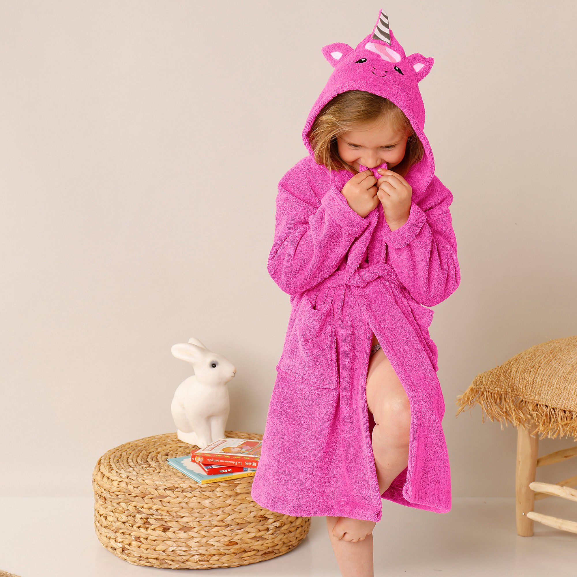 Peignoir Licorne Enfant - Robe De Chambre Douce à Capuche, Cadeau Mignon Pour Filles Et Garçons - 3