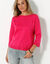 Pull col bateau manches 3/4, toucher doux (rose fuchsia)