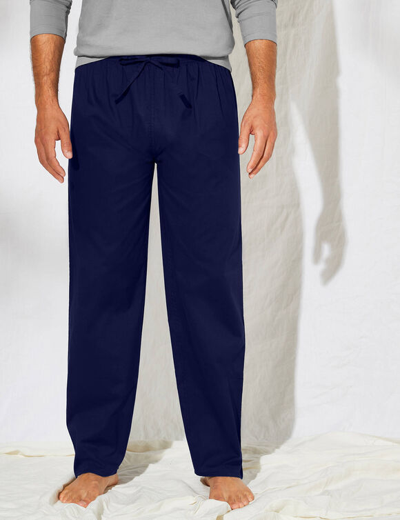 Pantalon pyjama uni + carreaux bas droits - lot de 2 (blauw + marine)