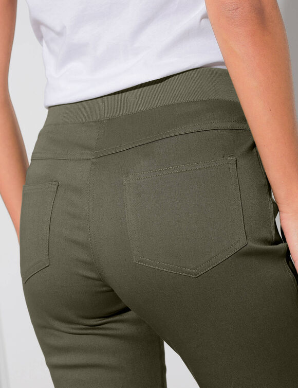 Pantalon droit "ultra confort" taille élastiquée (kaki)