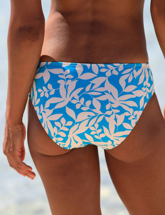 Bas de maillot de bain forme midi imprimé Linao (turquoise / écru)