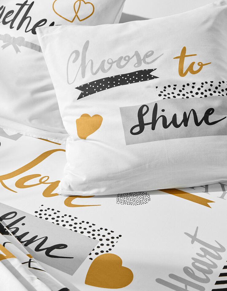 Linge de lit Love en coton imprimé coeurs, blanc Linge de lit Love en coton imprimé coeurs, blanc, hi-res image number 5