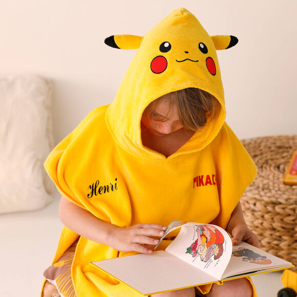 Gepersonaliseerde kinderbadponcho Pokémon®, katoenen badstof en velours - 280g/m2 (geel)