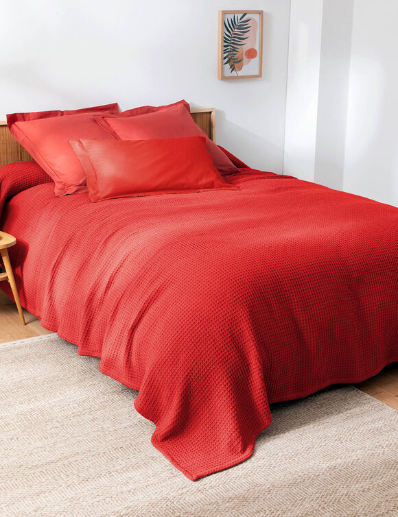 Temperatuurregelende deken in bijenraattricot (terracotta)