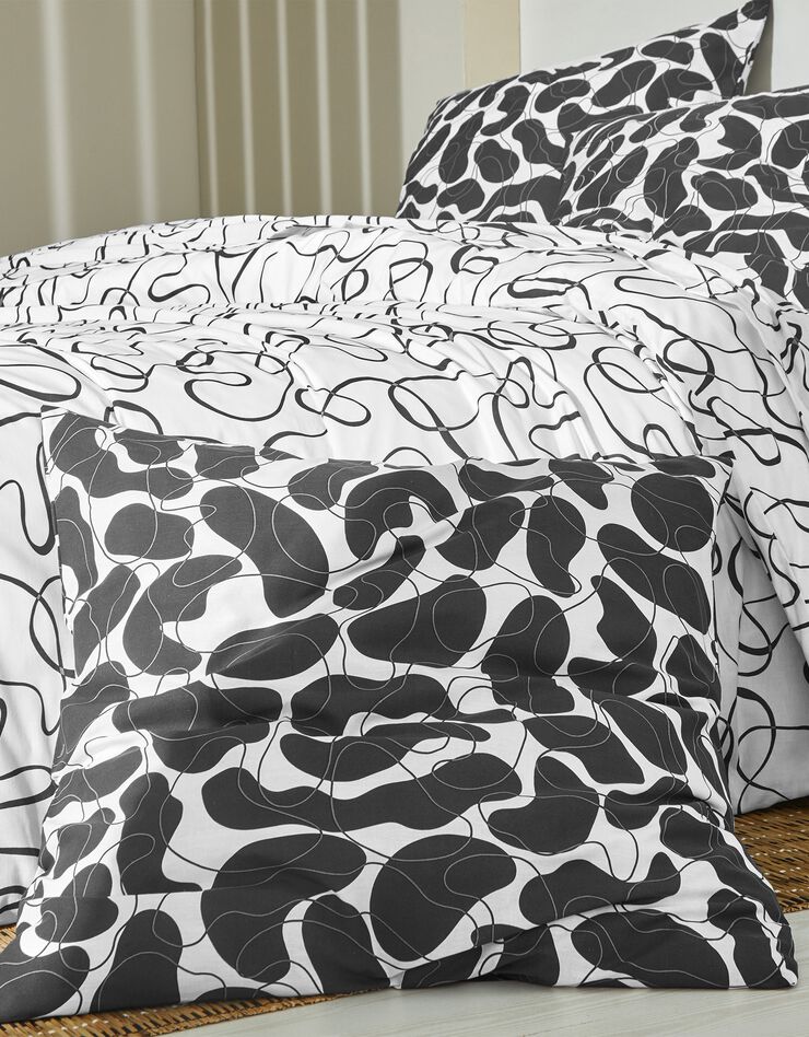 Linge de lit Folk en coton imprimé taches, noir Linge de lit Folk en coton imprimé taches, noir, hi-res image number 2