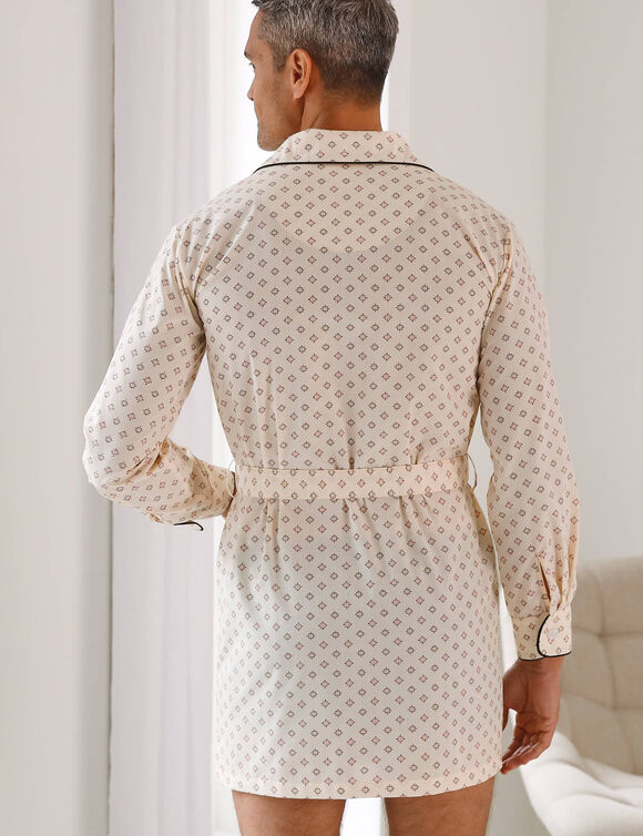 Bedrukt pyjamajasje - popeline van polykatoen (beige)