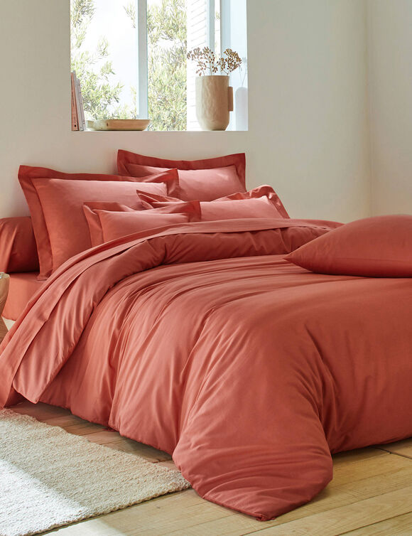 Linge de lit uni - coton 57 fils/cm&sup2; (terracotta)