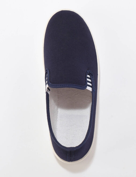 Pantoufles sans-g&ecirc;ne unies &eacute;lastiques ray&eacute;s  (marine)