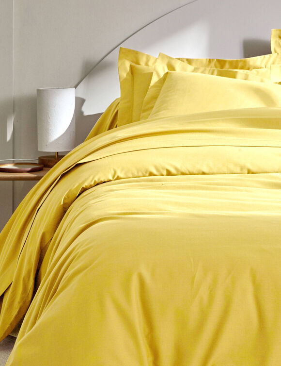Linge de lit uni coton (citron)