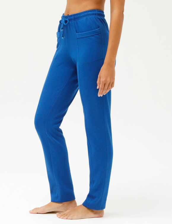 Pantalon jogging, molleton gratt&eacute; (bleu)