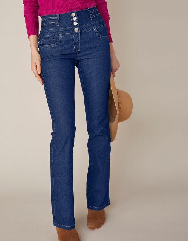 Jeans in bootcutmodel met hoge taille - binnenpijplengte 75 cm (raw)