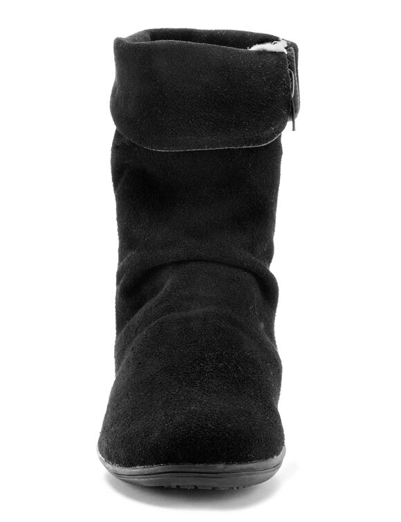 Boots fourrées en croûte de cuir (noir)