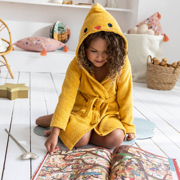 'Kuiken' kinderbadjas, katoenen badstof - 340 g/m² (geel)