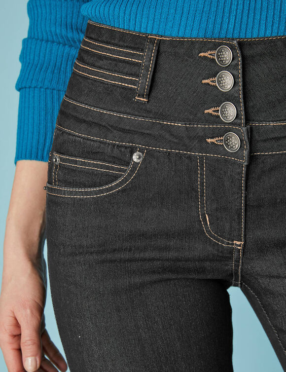 Jean bootcut taille haute - grande stature (black)