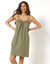 Robe bretelles tress&eacute;es, gaze de coton (kaki)
