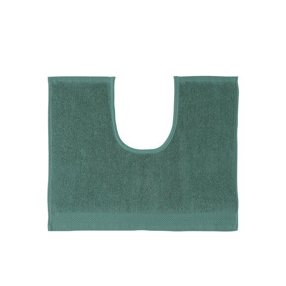 Badmatje van badstof met chevron-patroon met sierrand (eucalyptus)