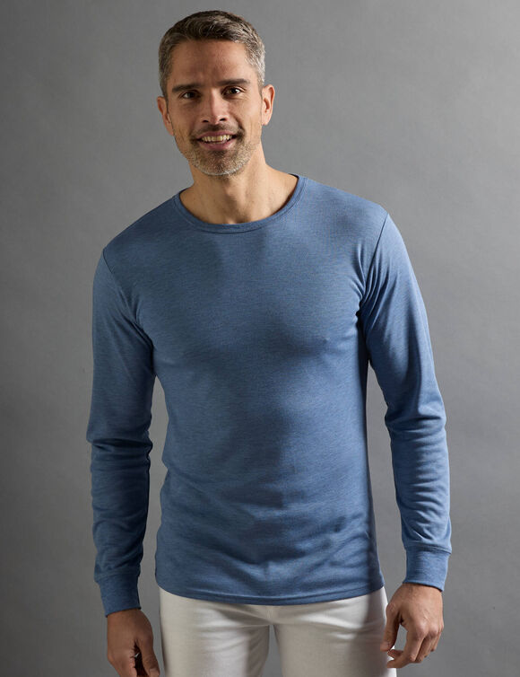 T-shirt sous-vêtement homme col rond manches longues chaleur intense - lot de 2 (jeans)