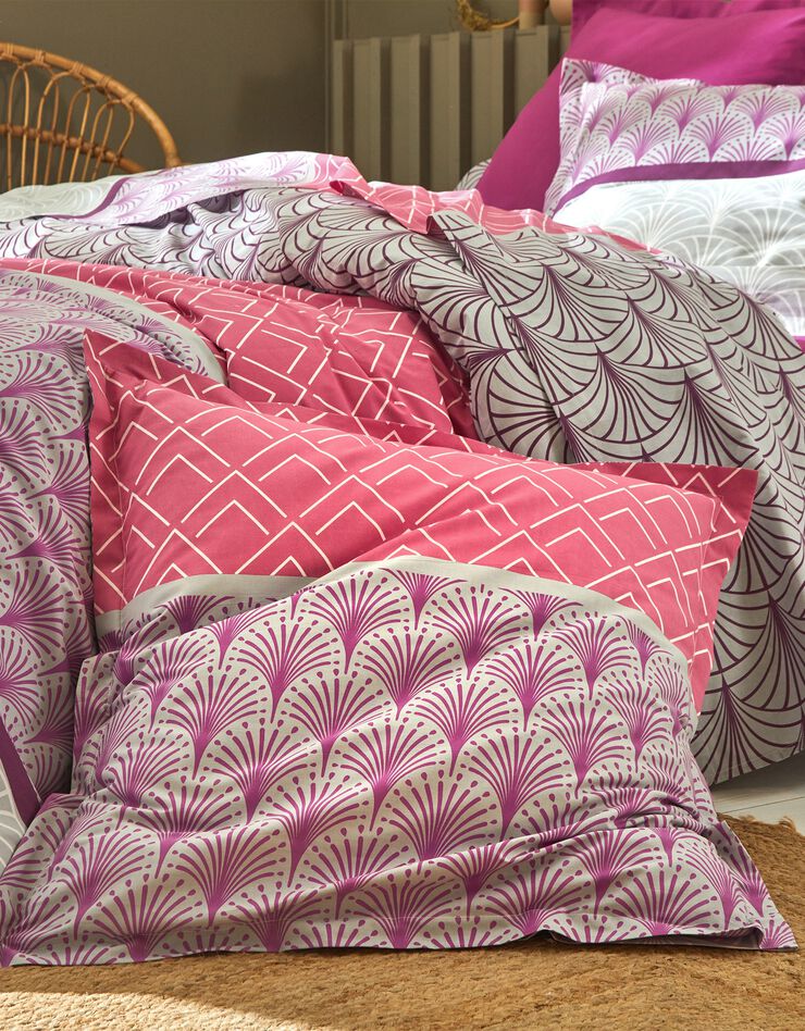 Linge de lit Eddy en coton à motifs graphiques, prune Linge de lit Eddy en coton à motifs graphiques, prune, hi-res image number 2