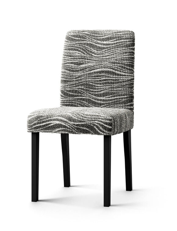 Housse microfibre bi-extensible imprim&eacute; vagues sp&eacute;ciale chaise (gris)