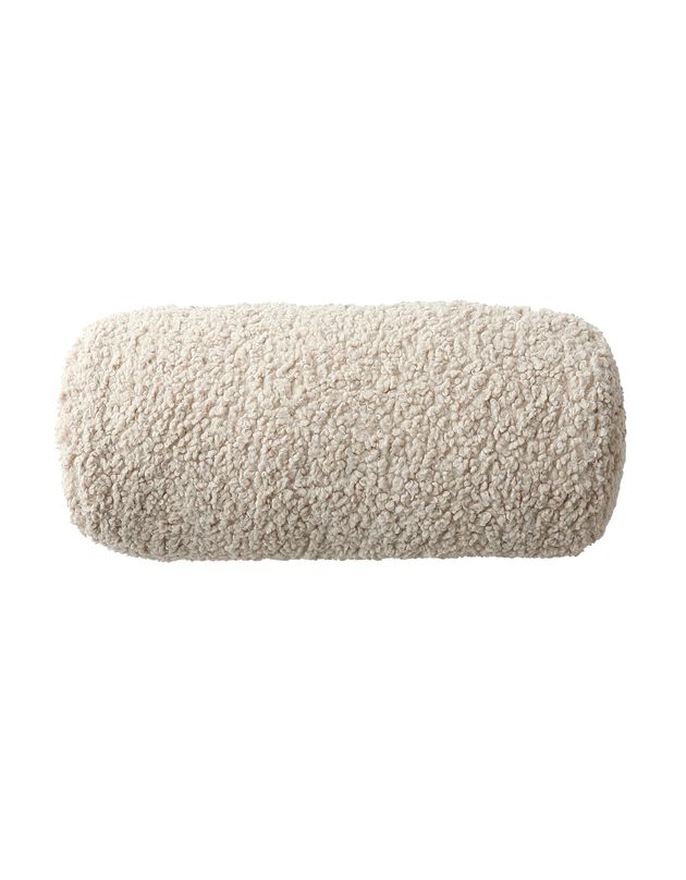 Coussin cylindrique en bouclette sherpa moutonnée (naturel)