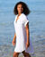 Effen strandjurk, crepon (wit)