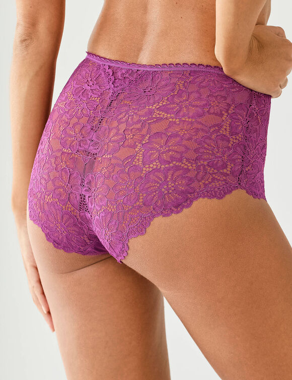 Microvezel- en stretchkant slipje met maxi-vorm en hoge taille - set van 2 (pruim + nude)
