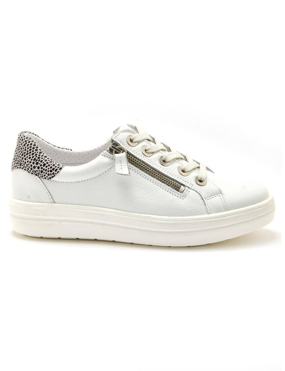 Sneakers met rits en veters, grote breedte (wit)