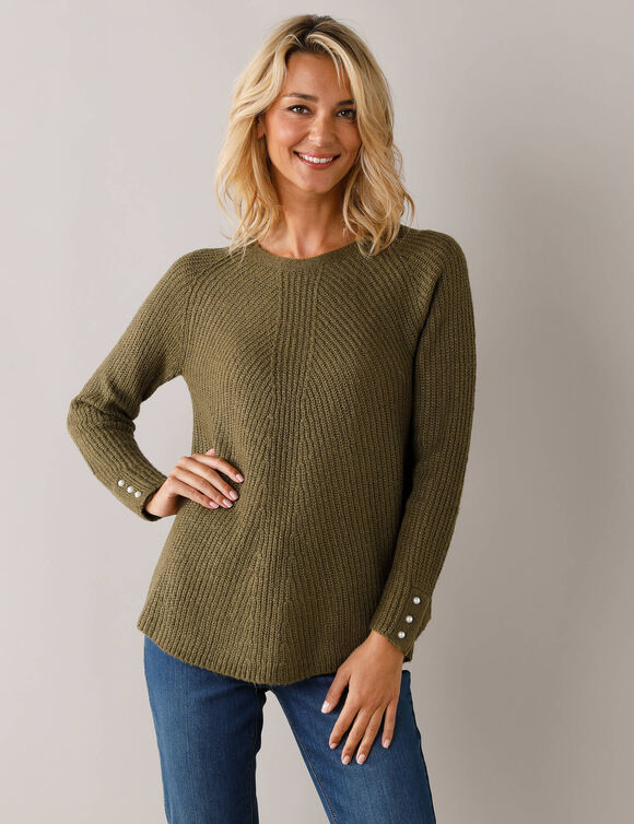 Pull évasé, maille anglaise toucher doux (bronze)