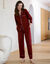 Pyjama col tailleur manches longues, uni (bordeaux)