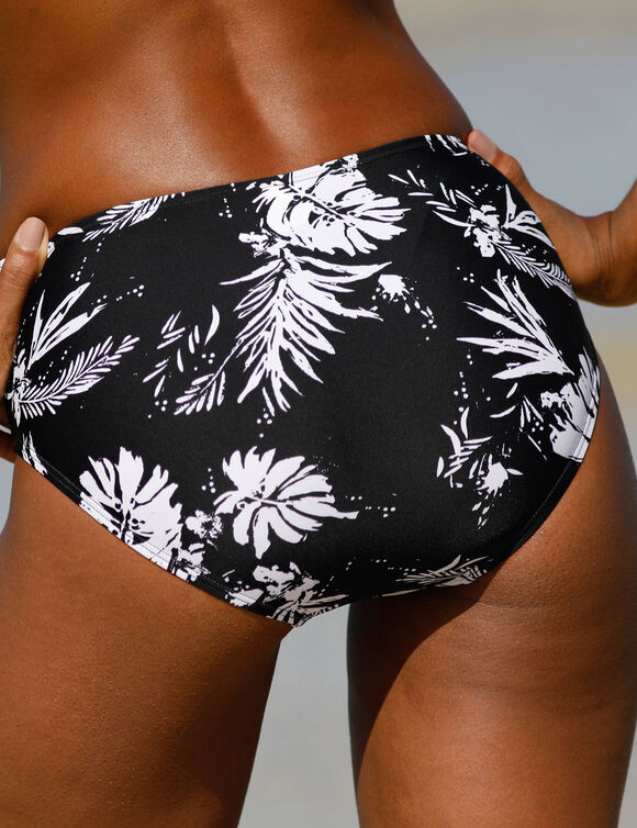 Culotte de bain maxi imprim&eacute;e Tabika - effet lissant (noir / beige)