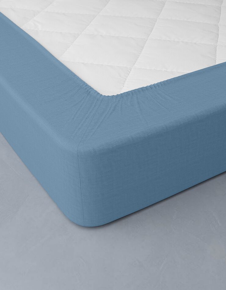 Linge de lit uni lin lavé (bleu)