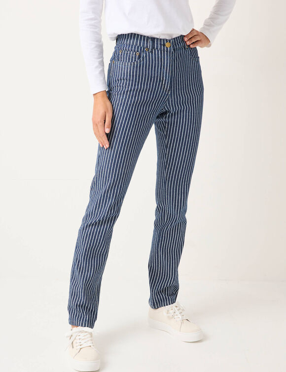 Jean droit ray&eacute; (dark blue)