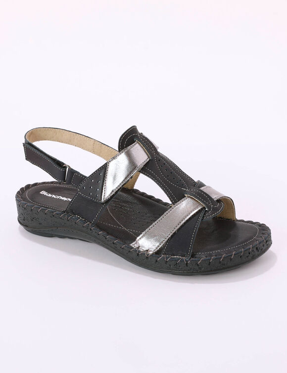 Sandales bicolores en cuir extra souple (marine)