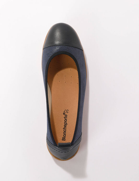 Leren ballerina's met comfortbreedte, met rekbare pasjes (blauw)