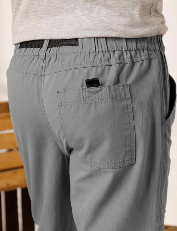 Pantalon 3/4 &eacute;lastiqu&eacute; + ceinture assortie (gris acier)