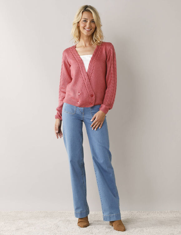 Gilet forme cache-coeur toucher doux (rose)