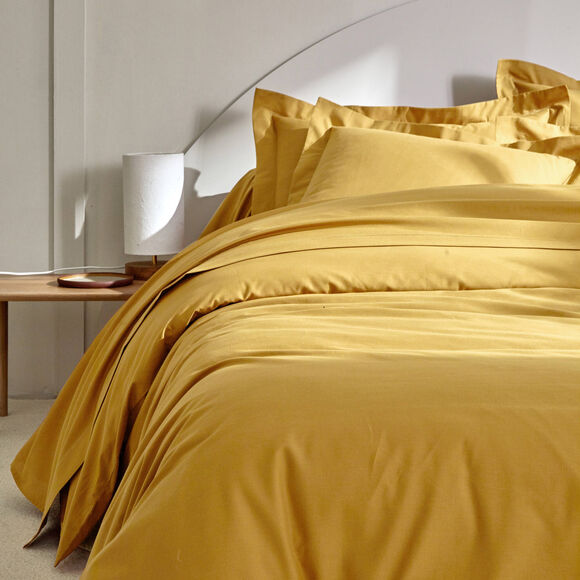 Linge de lit uni polyester-coton Colombine (curry)
