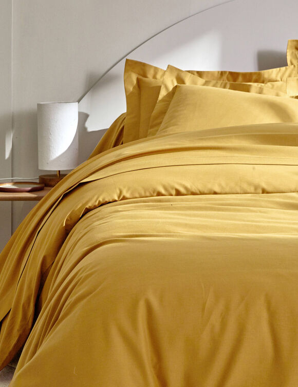 Linge de lit uni polyester-coton Colombine (curry)