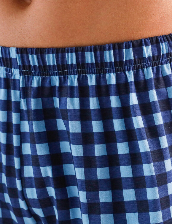 Geruite pyjamashort, katoen (blauw / marine)