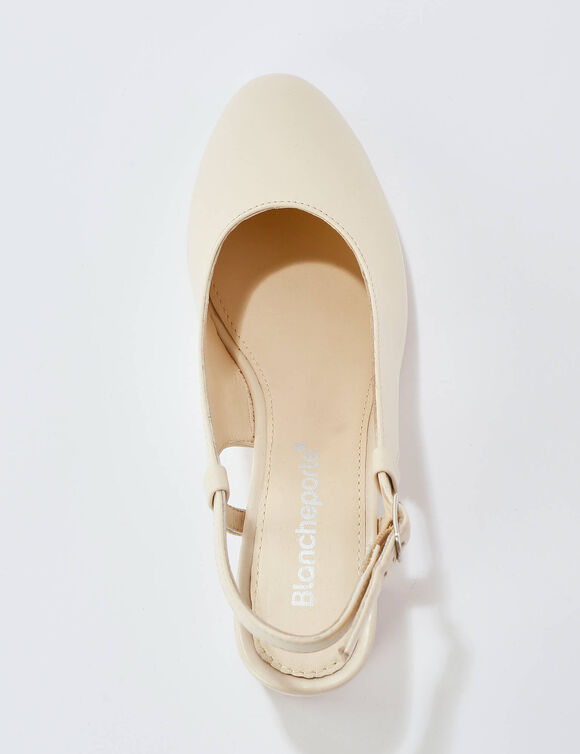 Escarpins slingback en cuir certifi&eacute; LWG (cr&egrave;me)