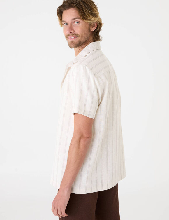 Chemise ray&eacute;e manches courtes  (&eacute;cru / beige)