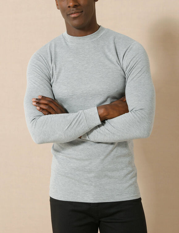 T-shirt sous-v&ecirc;tement homme col montant manches longues chaleur intense - lot de 2 (gris chin&eacute;)