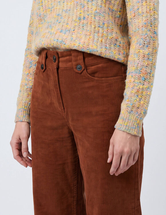 Pantalon large droit, velours c&ocirc;tel&eacute; (caramel)
