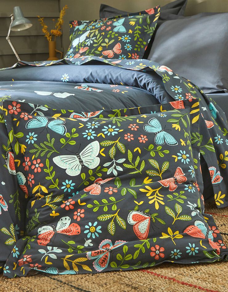 Bedlinnen Envolée in katoen met vlindermotieven (marineblauw)