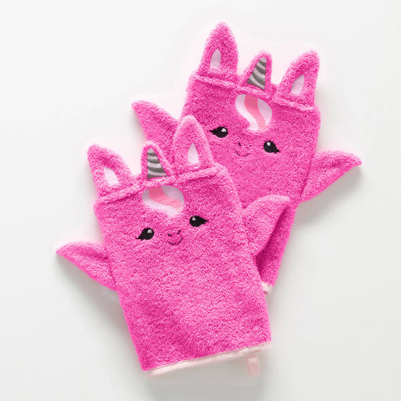 Collectie in badstof voor kinderen, met geborduurd eenhoornmotief, katoen - 380 g/m2 (fuchsia)