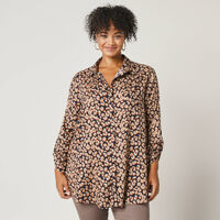 Tunic Grande Taille 52/54 Neuve - Marque Si Belle Et Ronde - Imprimé Bordeaux & Blanc - Polyester/Elasthane
