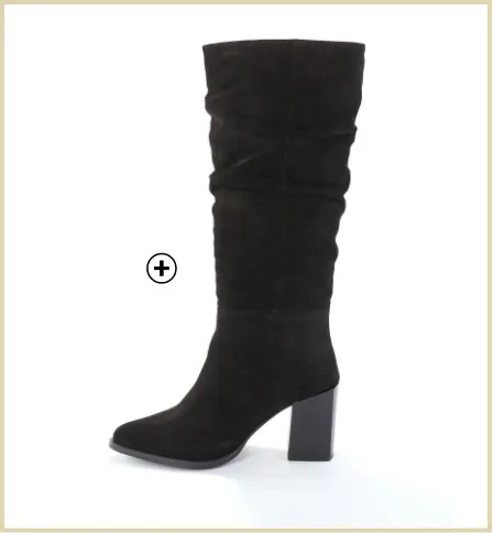 Bottes plissées à talon en croûte de cuir pour mollets larges, look élégant et raffiné, marque Blancheporte