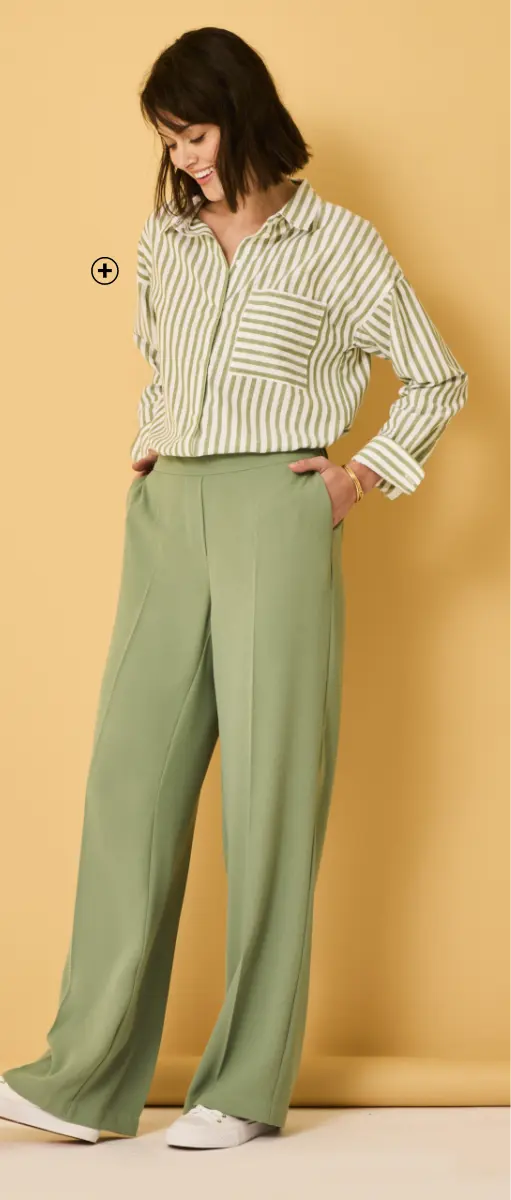 Oversized hemd in wit met lichtblauwe strepen, ideaal voor een casual-chique stijl | Blancheporte