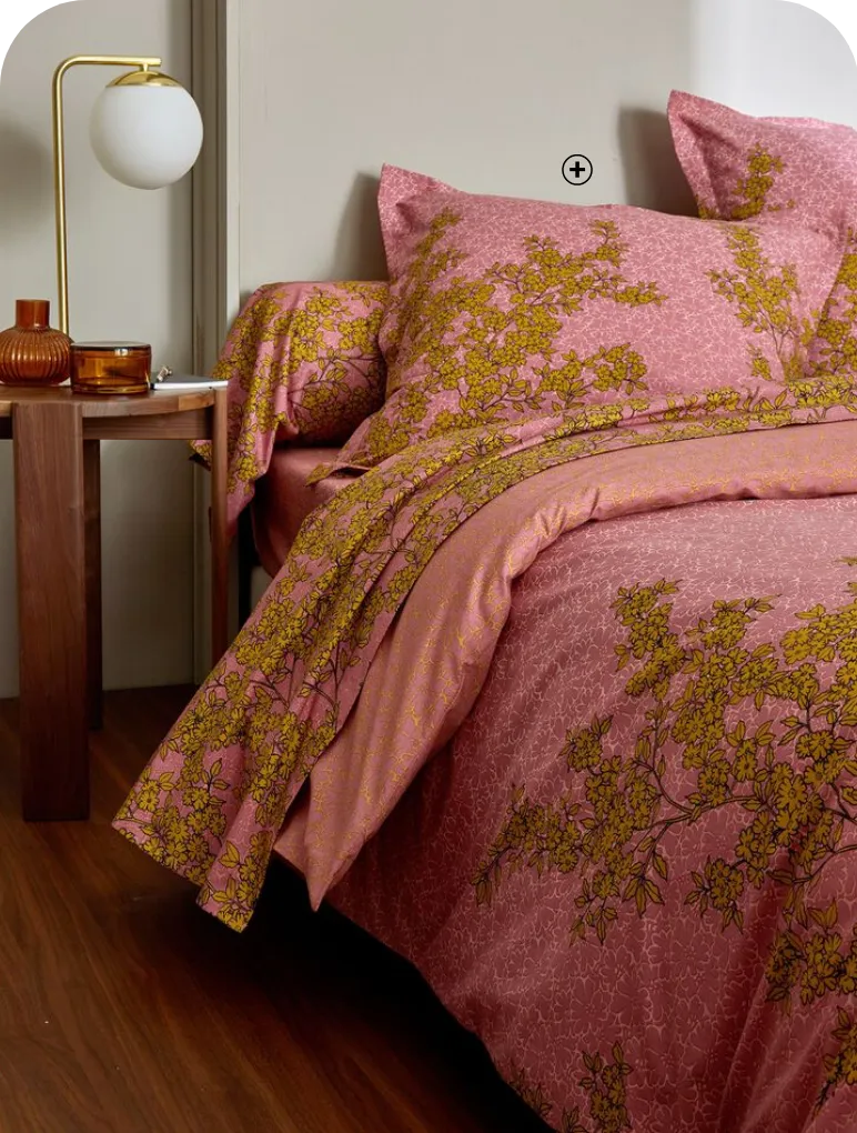 Linge de lit Coralie en percale de coton rose Colombine® pas cher | Blancheporte